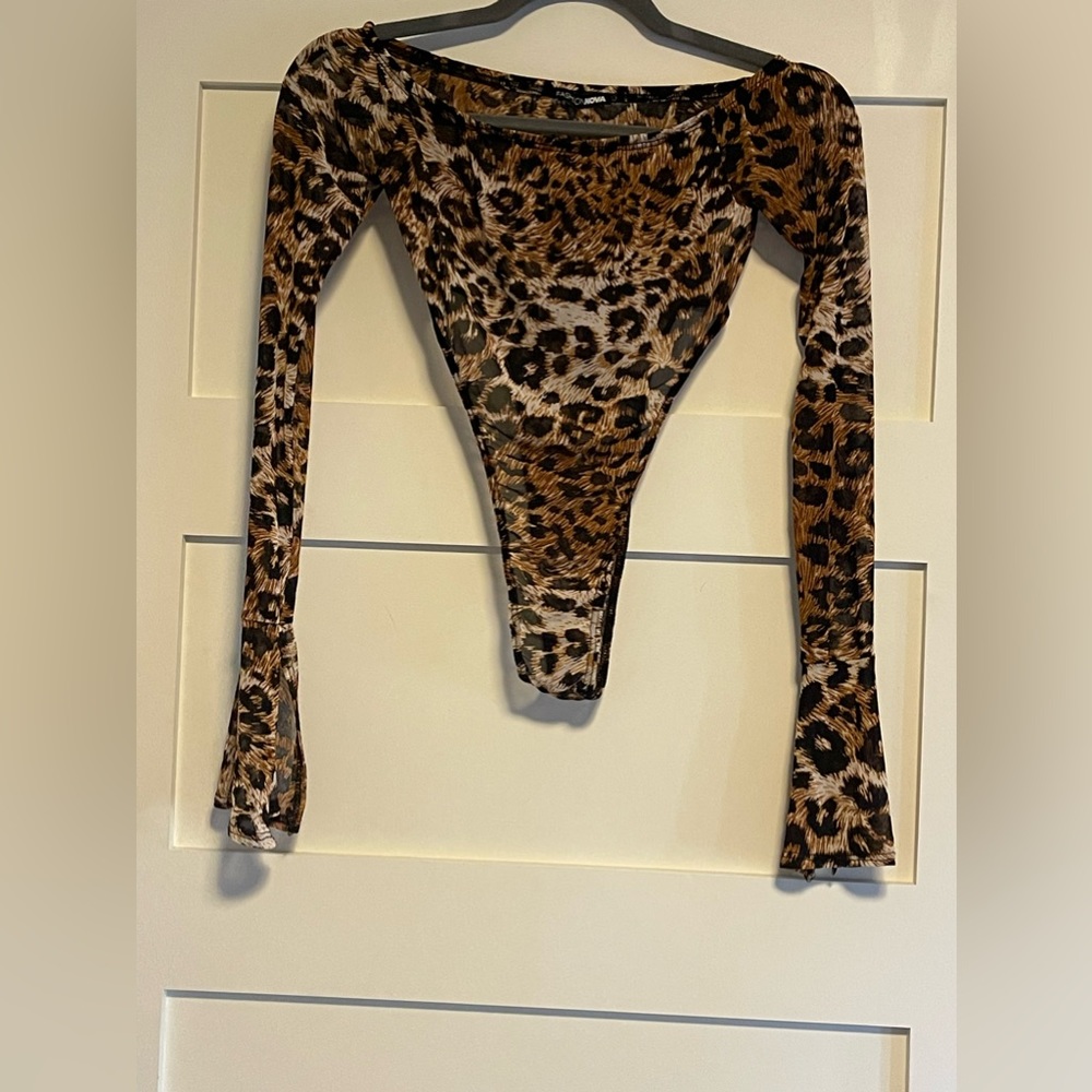 Fashion Nova Animal Print Bodysuit Size Small